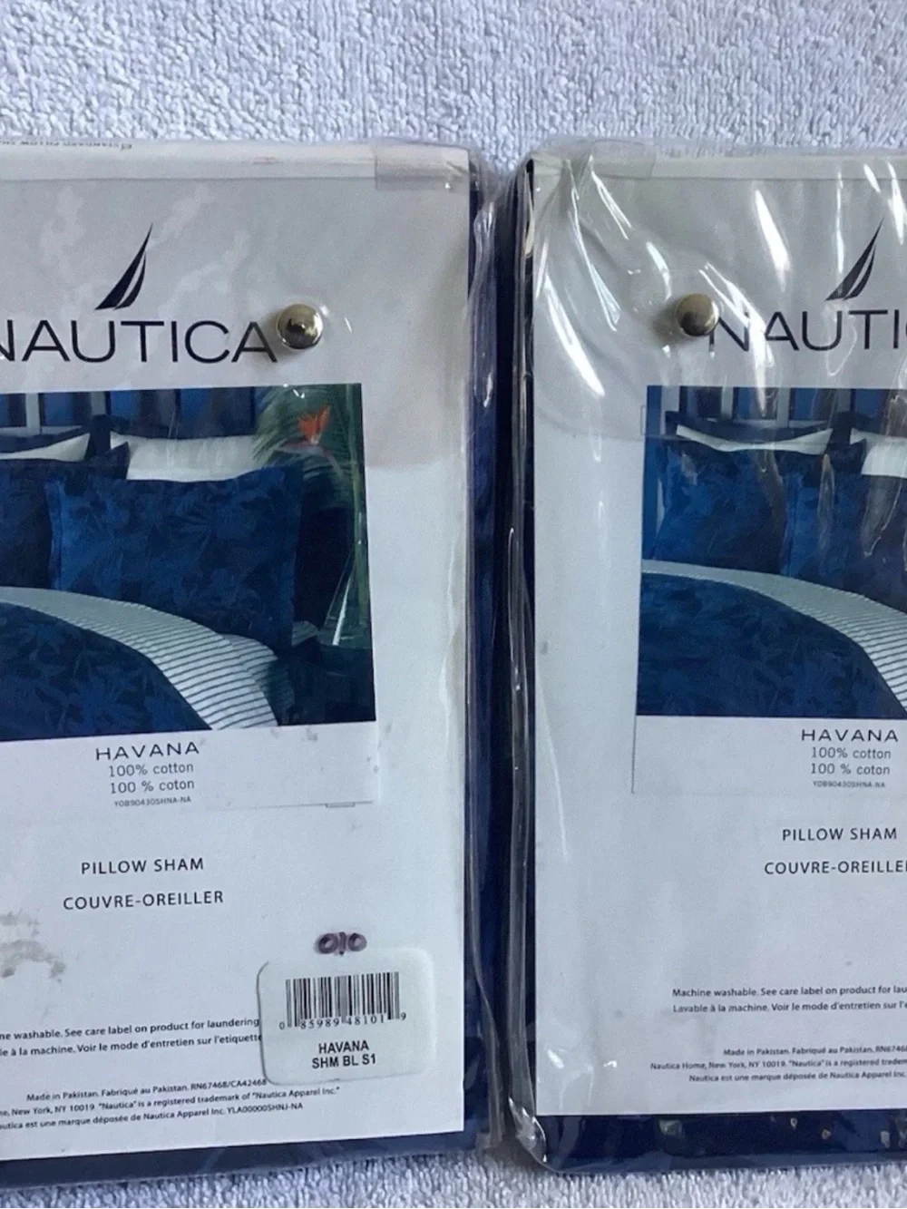 Nautica Tropical Palm Havana Midnight Blue Throw Pillow Shams Set of 2 NWT